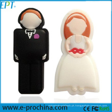 Presente de Valintine do casamento dos desenhos animados Noiva do PVC noivo da movimentação da pena do USB para a amostra livre